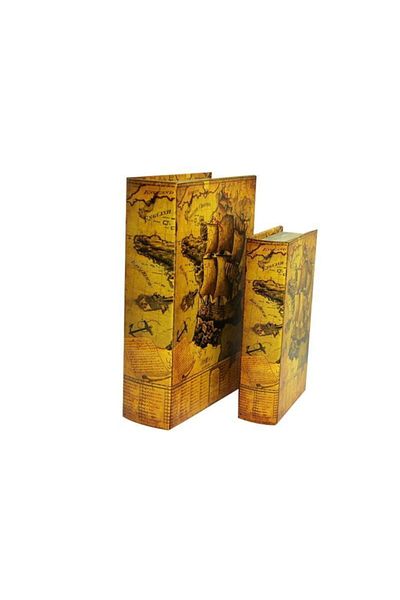 MUSENSO Set of 2 Decorative Map and Book Box - Gift
