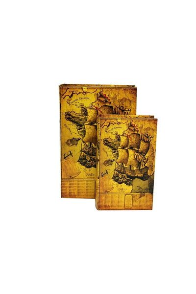 MUSENSO Set of 2 Decorative Map and Book Box - Gift