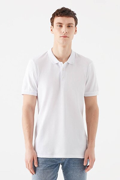 Mavi Ανδρικό λευκό μπλουζάκι πόλο 064946 -27879