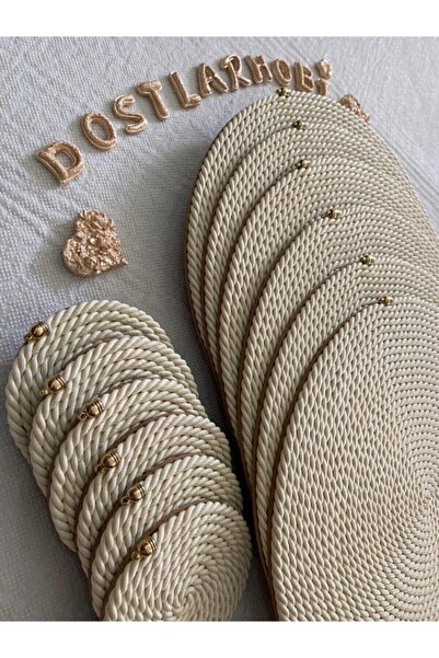 Dostlarhobi حبل دائري بلون كريمي للخدمة الأمريكية 6 أشخاص، قاعدة أكواب 6 أشخاص