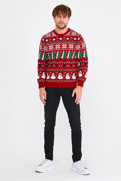 COOL TARZ Red-green Men's Christmas New Year Sweater