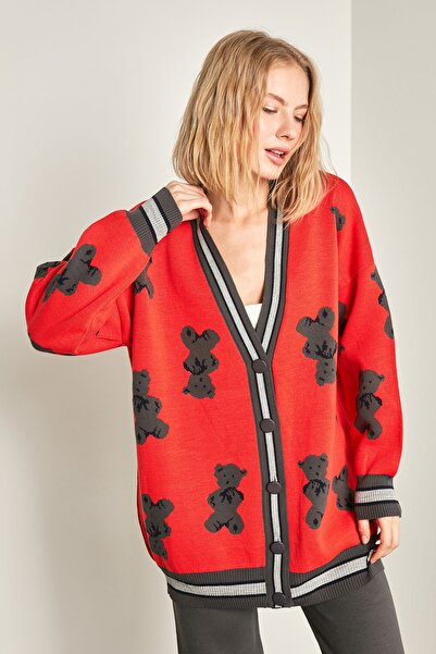 Y-London Cardigan - Red - Relaxed