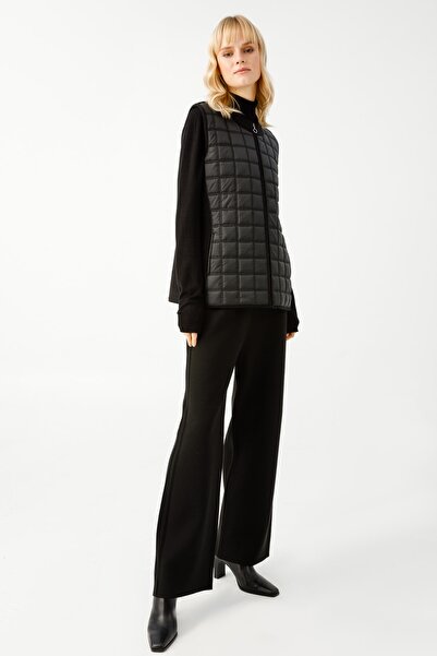 Butik Triko 2122 Black Quilted Crew Neck Knitwear Vest