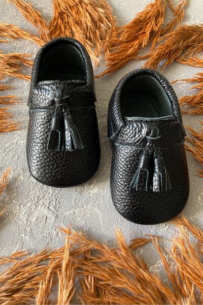 Li Puna - Bony Black Genuine Leather First Step Shoes - Bony-15