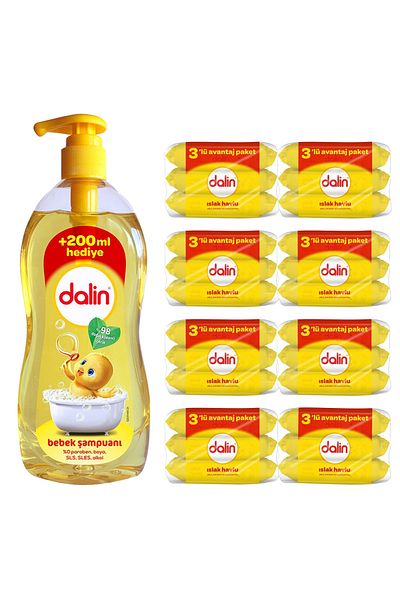 Dalin Wet Wipes 3*8 Pieces - Baby Shampoo 900 Ml
