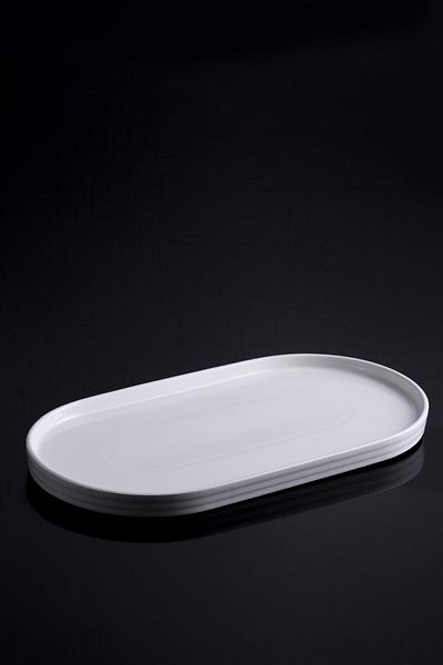 ACAR Emma White Porcelain Oval Boat Serving Plate 4 Pieces 32 Cm