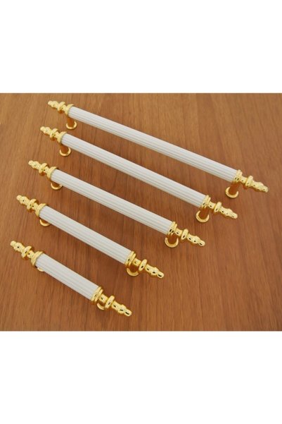 BEOHOME Kumru Beyaz Gold Ayak Dolap Çekmece Kulpu 128mm 12.8cm