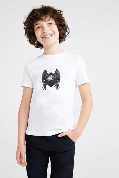 QIVI Tricou alb pentru copii unisex