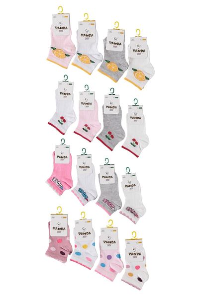 Panda Pack of 12 Girls Patterned Booties