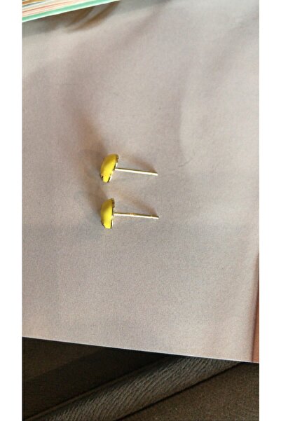 ZİNET TAKI Gümüş Sarı Kalp Kız Çocuk Küpesi