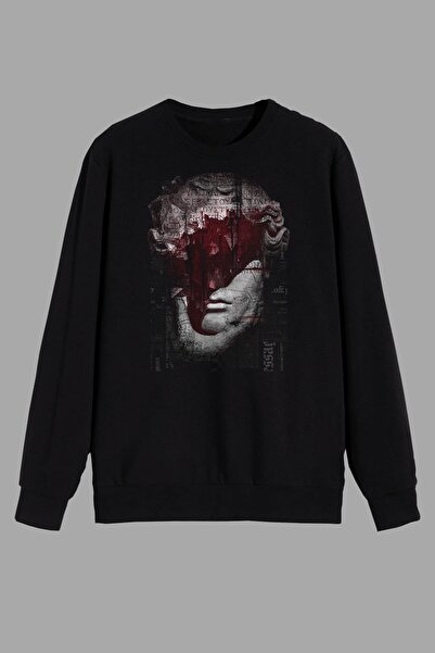 perseusshopping Hanorac negru imprimat cu sculptură colorată mitologie