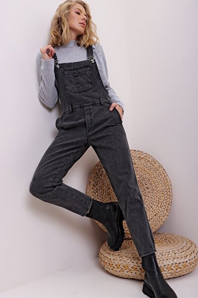 Trend Alaçatı Stili Női antracit farmer kertész Salopet DF-SL1000