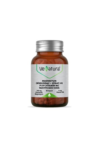 VeNatura Magnezyum (bisglisinat+sitrat) Ve P-5-p (vitamin B6) 60 Kapsül