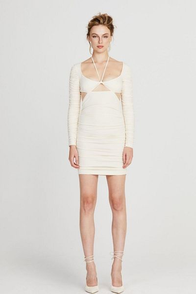 IAMNOTBASIC Women's Ivory Halter Kasey Dress