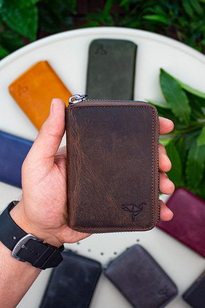Garbalia Унисекс кожен портфейл за карти с цип