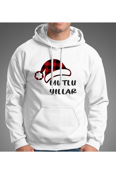 venüsdijital Λευκό κουκούλα με καρό σχέδιο Santa Hat Unisex