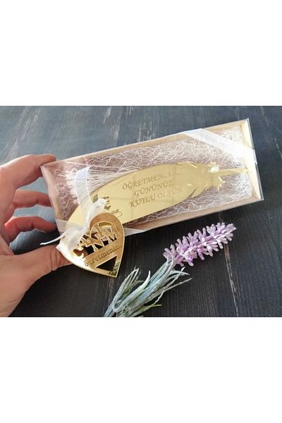 SG TASARIM Semn de carte din plexiglas auriu pentru Ziua Profesorului