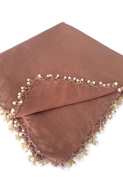 BENLİ وشاح ذهبي مطرز باللؤلؤ للكتابة 100x100 سم