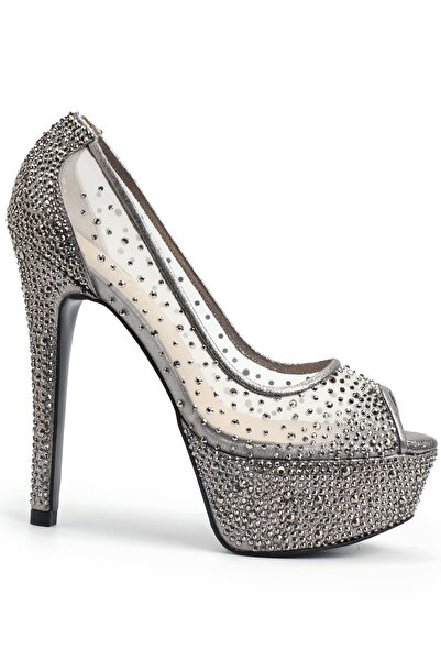 OZ DOROTHY Platin Taş Işlemeli Platformlu Kadın Gece Ayakkabısı