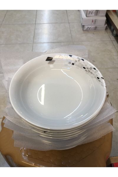 Güral Porselen Gural 17cm Pit Plate Patterned Set of 6