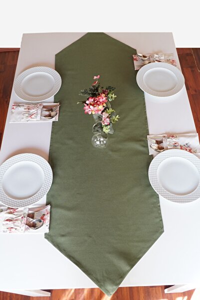 Viemso مفرش دمشقي بلون كاكي، مجموعة من 8 أدوات مائدة مزخرفة بالزهور