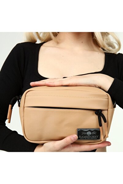 Ramsburry Kadın Su Geçirmez Saten Kumaş Bej Askılı Çapraz Çanta