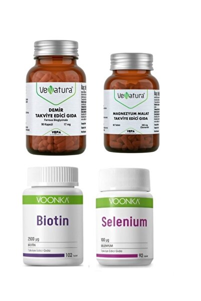VeNatura Iron 90 Capsules + Magnesium Malate 60 Tablets + Biotin 102 Tablets + Selenium 92 Tablets