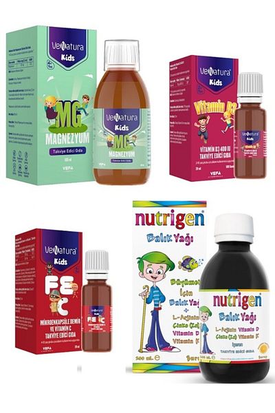 VeNatura Magnesium and Vitamin D3 Drops - Nutrigen Fish Oil 250 Ml, Iron Vitamin C Drops