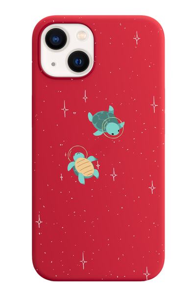 shoptocase Iphone 13 Lansman Uzaydaki Kaplumbağalar Desenli Telefon Kılıfı