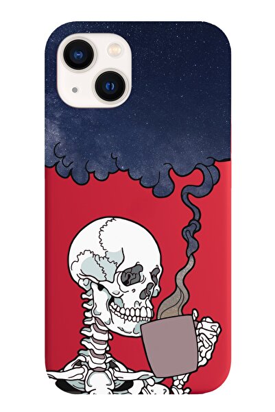 shoptocase Iphone 13 Lansman Kuru Kafa Desenli Telefon Kılıfı