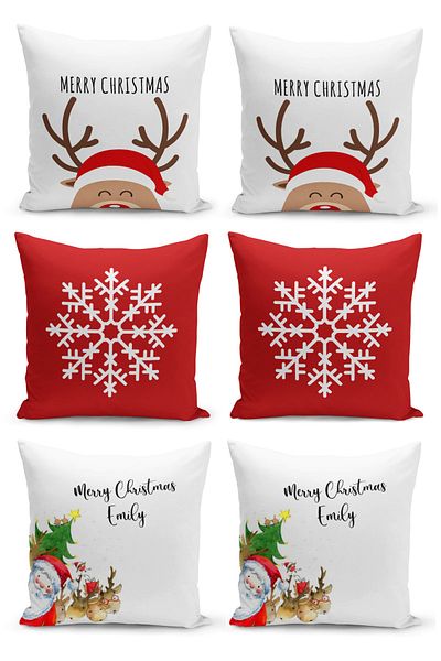 Filamente 6-Piece Throw Pillow Cover Set New Year's Eve Christmas Pattern Double-Sided Digital Printed