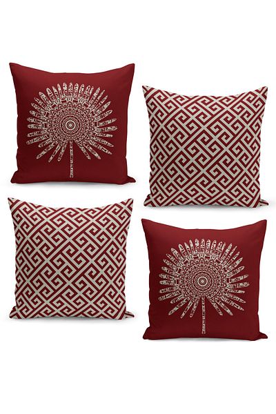 Filamente 4-Piece Throw Pillow Cover Set New Year's Eve Christmas Pattern Double-Sided Digital Printed