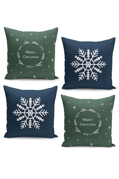 Filamente 4-Piece Throw Pillow Cover Set New Year's Eve Christmas Pattern Double-Sided Digital Printed