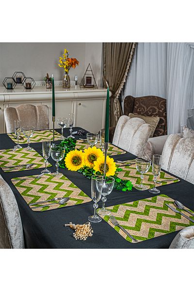 Hayveys home Σετ αμερικανικού σερβιρίσματος 6 τεμαχίων με πράσινο ζιγκ-ζαγκ