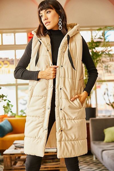 VOLT CLOTHİNG Women's Hooded Puffer Vest