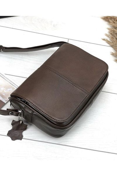 Deribag Geanta Crossbody Mijlocie din Piele Veritabila 24*17*7 Cm