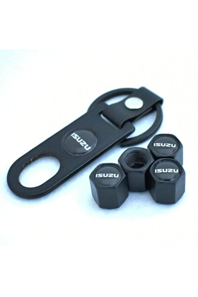 GARDENAUTO طقم غطاء صمام وسلسلة مفاتيح من الفولاذ المقاوم للصدأ Isuzu Trooper
