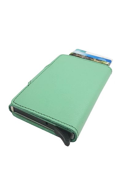 TREND West Polo Mechanism Card Holder Genuine Leather Water Green 5510