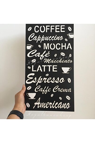 HAYALHANE AHŞAP Coffee Menü Coffee Bar Kahve Köşesi Ahşap Pano
