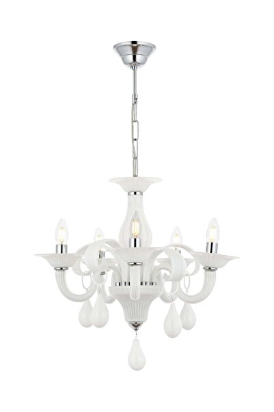 Tavcam Şirin 5 Kollu Beyaz Renk Cam Kol Avize