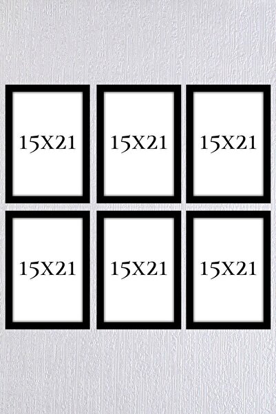 AS TİCARET 6 Adet 15x21 Siyah Çerçeve Seti 6 Adet (A5)15x21 Ayaklı Model