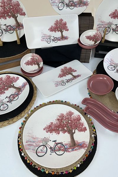 Keramika Bicycle 16 Piece Breakfast Set for 6 People
