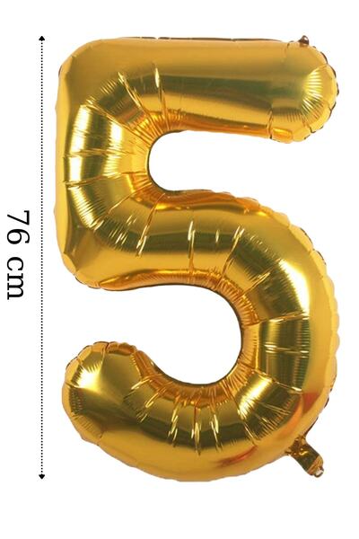 ELGALA بالون فويل رقم 5 بالون هيليوم 76 سم لون ذهبي