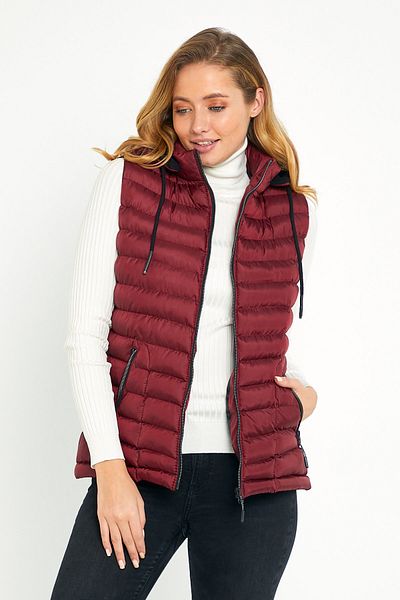 DYNAMO Women's Plum Inflatable Vest Hood with Fleece Inside