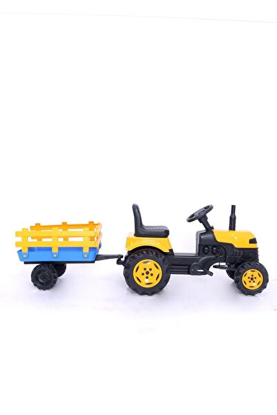 Genel Markalar Pedallı Oyuncak Sarı Römorklu Traktör Pedallı Araba
