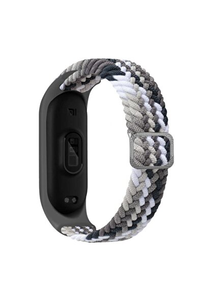 UnDePlus حزام مضفر Xiaomi Mi Band 3 مع إبزيم أسود-رمادي