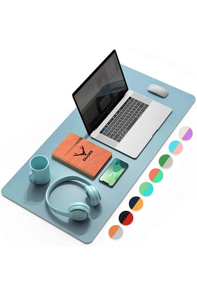 Xrades Double Color Leather Mousepad For Laptop Computer 80x40 Cm Ice Blue And Gray
