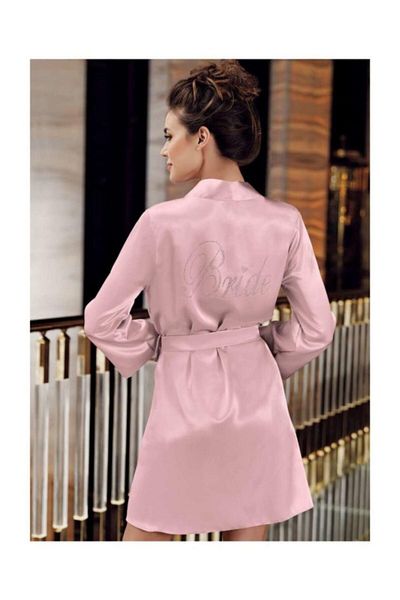 İmaj 113 Bride Dowry Rochie scurtă din satin cu mânecă lungă