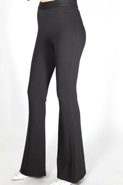 içten Ženske Visok struk crne čelične Pleteno leggins sa zvonastim nogavicama...