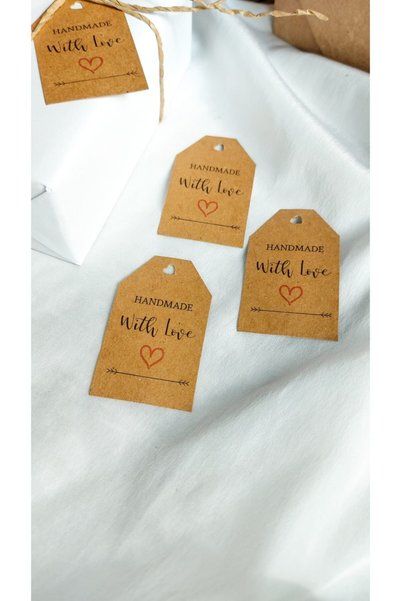 Çikoleyt Design Kraft Handmade With Love Perforated Card 4*6,5 cm 50 Pieces